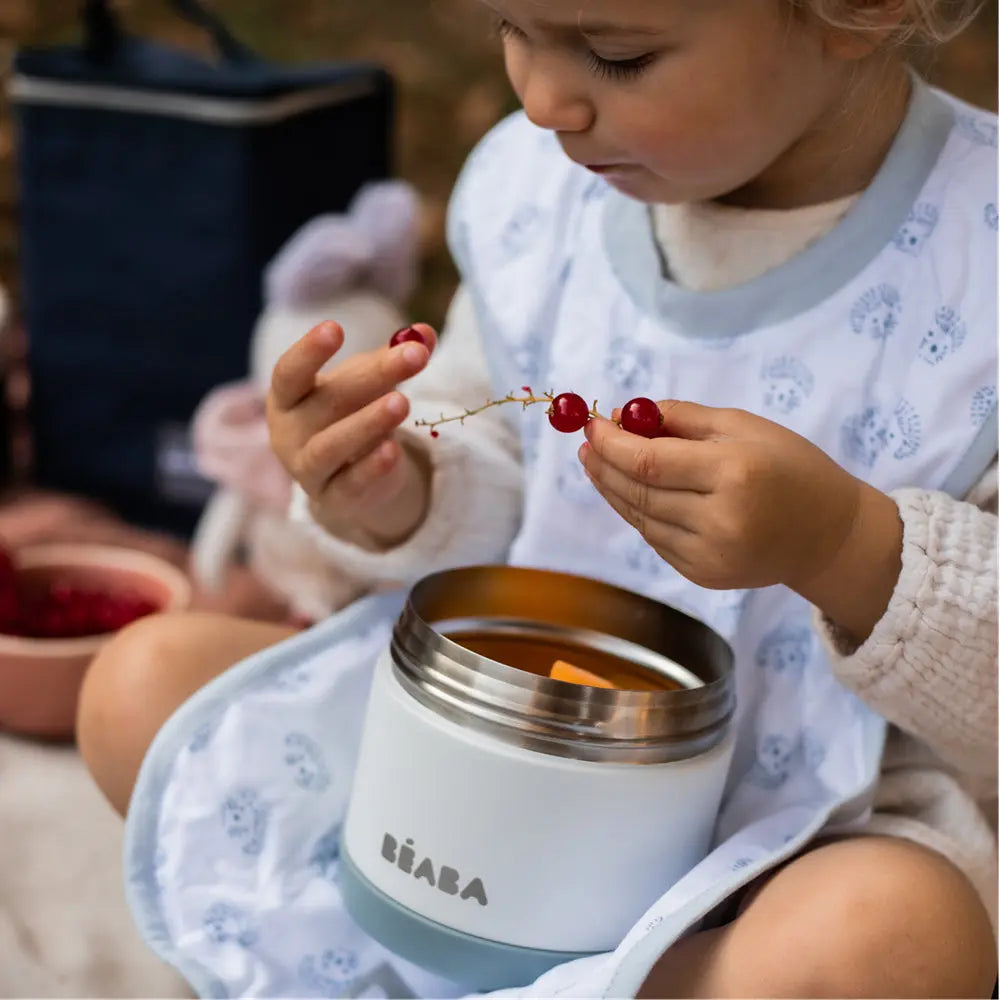 Beaba Stainless Steel Isothermal Portion 500ml - Baltic Blue / White