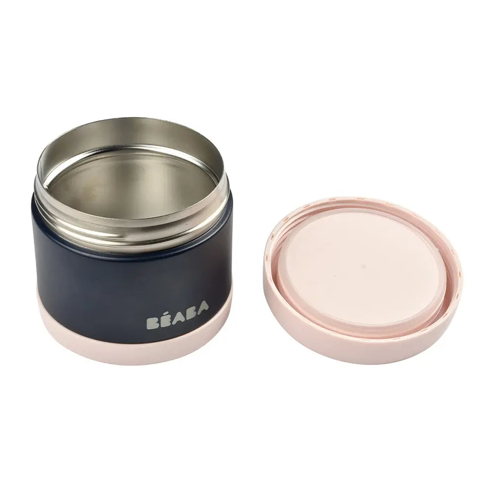 Beaba Stainless Steel Isothermal Portion 500ml - Light Pink / Night Blue