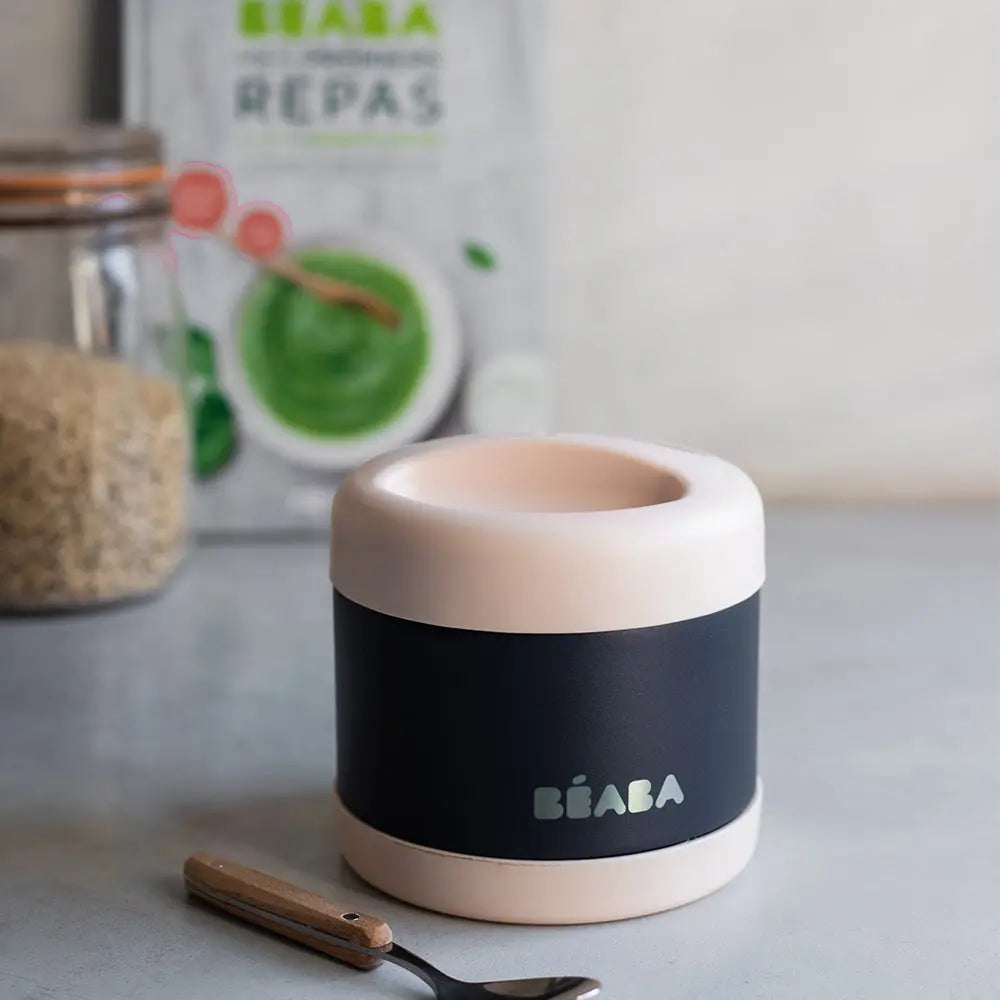 Beaba Stainless Steel Isothermal Portion 500ml - Light Pink / Night Blue
