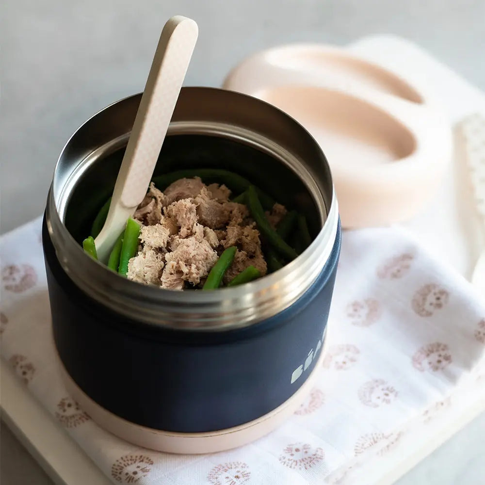 Beaba Stainless Steel Isothermal Portion 500ml - Light Pink / Night Blue