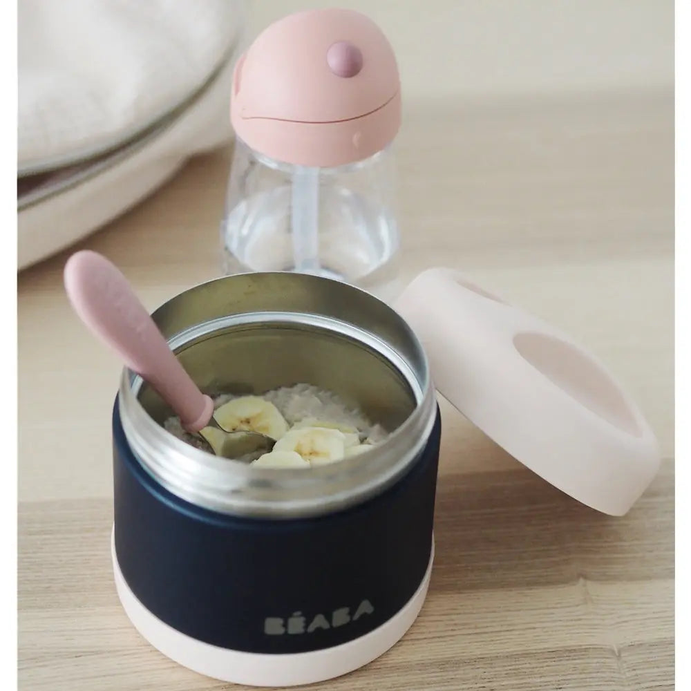 Beaba Stainless Steel Isothermal Portion 500ml - Light Pink / Night Blue