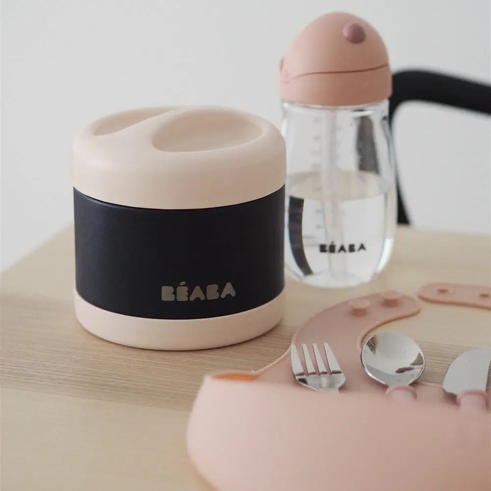 Beaba Stainless Steel Isothermal Portion 500ml - Light Pink / Night Blue