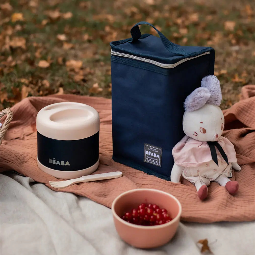 Beaba Stainless Steel Isothermal Portion 500ml - Light Pink / Night Blue