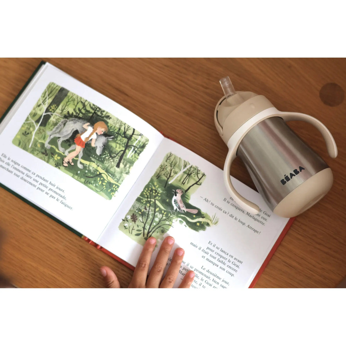 Beaba stainless steel straw cup Clay detail
