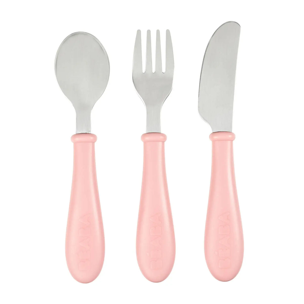 Beaba Stainless Steel Training Cutlery 3 Piece Set - Old Pink