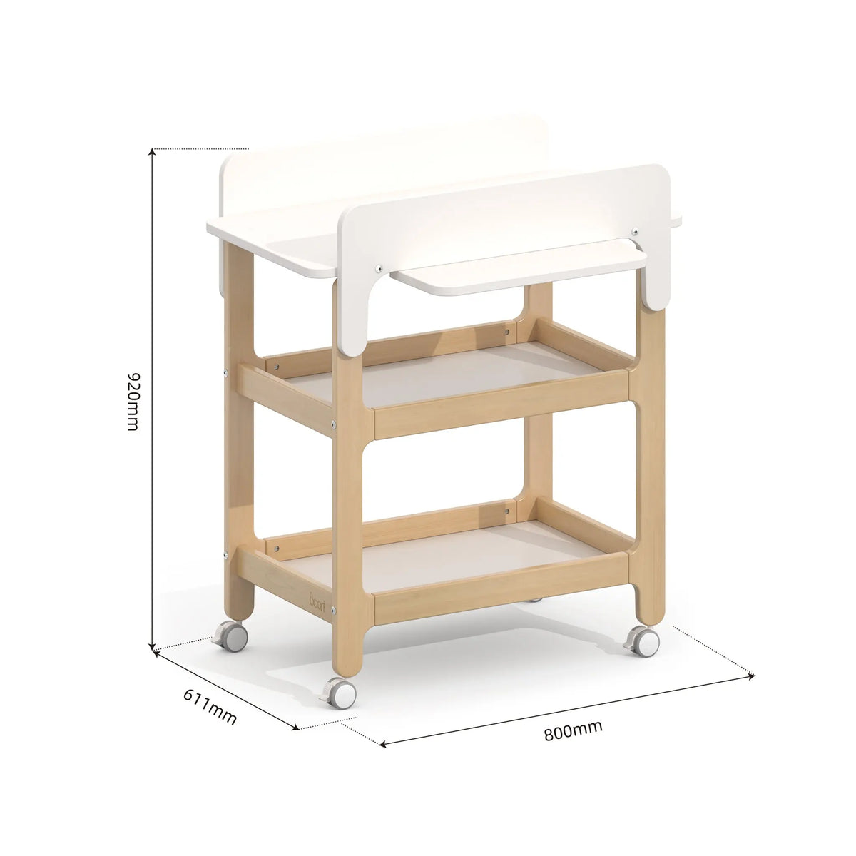 Boori Alva Ergonomic Changer – angled view showing Scandinavian design