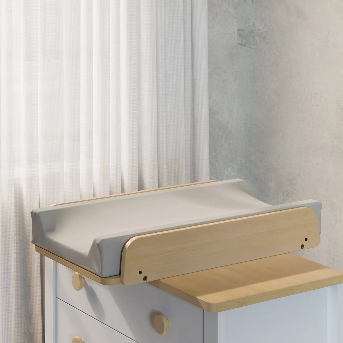 Boori Duo-Fit Change Tray with Soft Lux Change Pad in nursery lifestyle setting