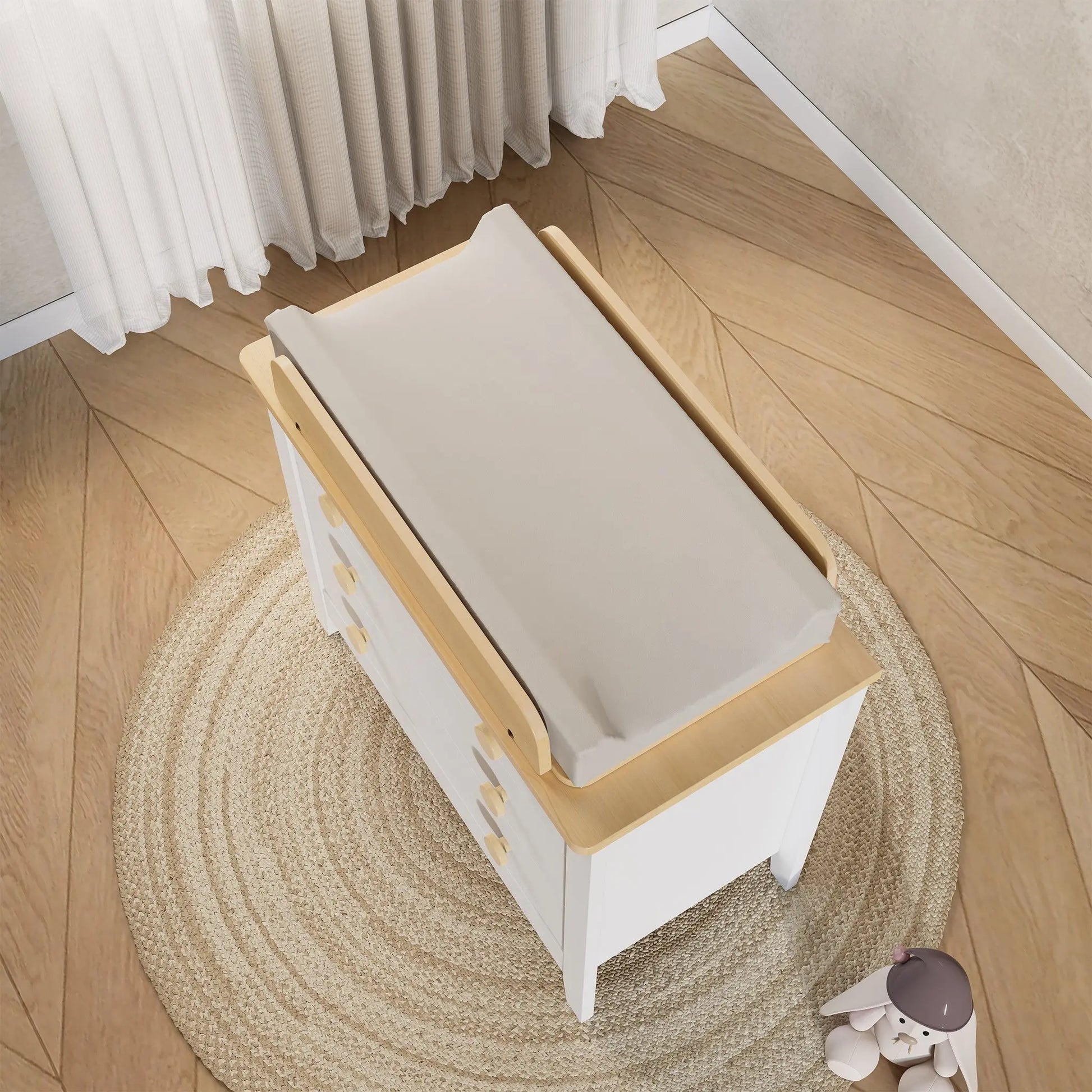 Boori Soft Lux Change Pad styled in nursery with Boori timber furniture