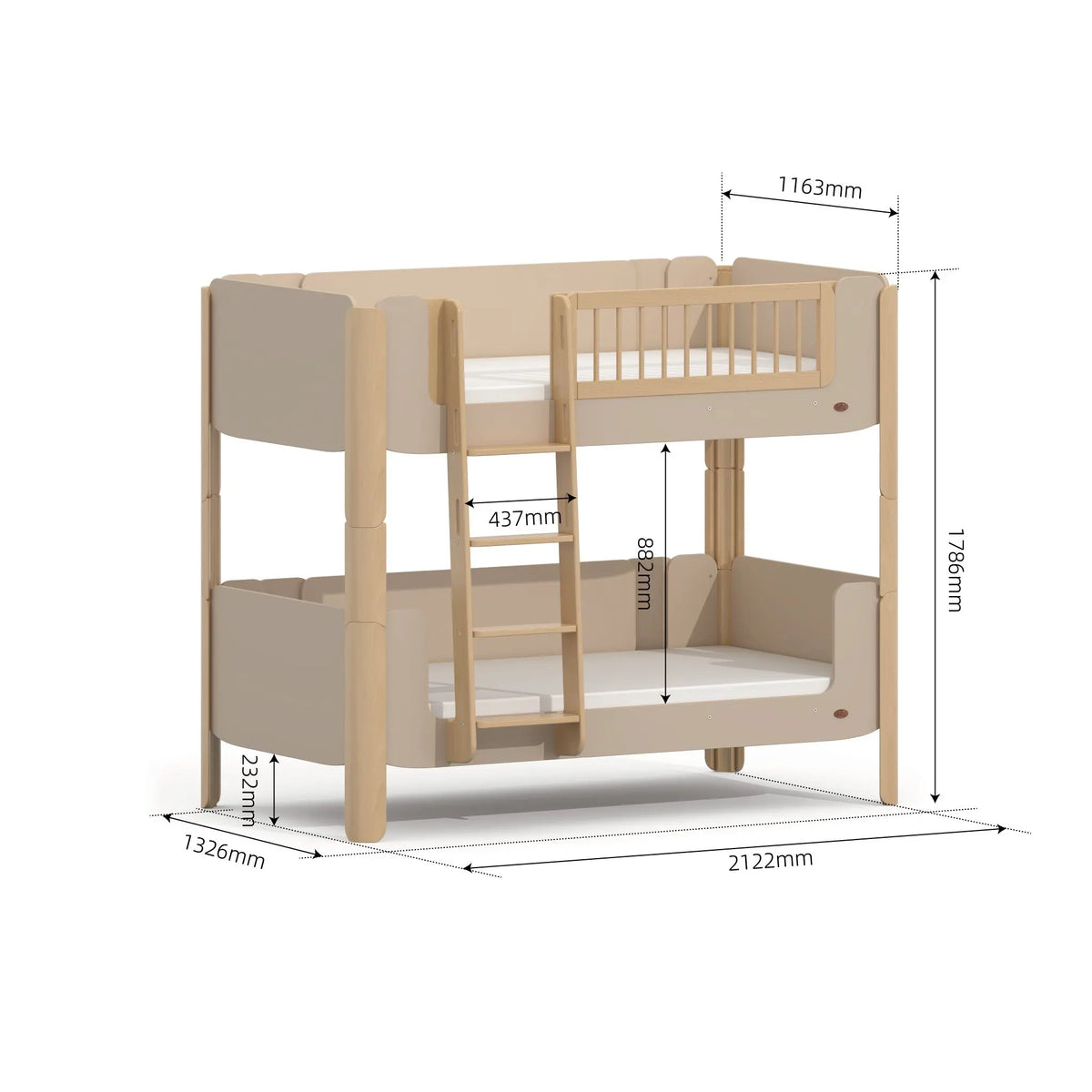 Boori Yarra King Single Bunk Bed dimensions diagram