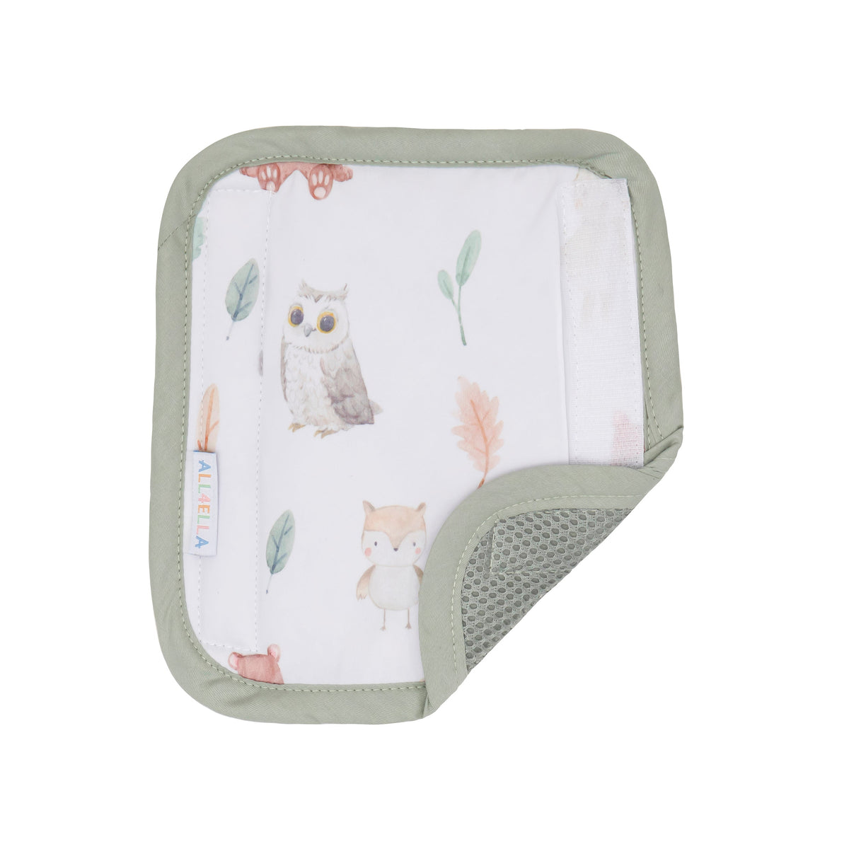 Forest Friends harness covers fitted to pram straps