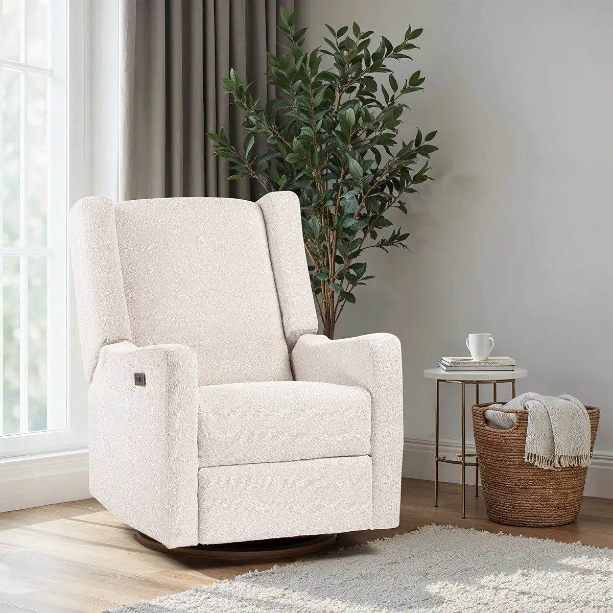 COCOON BONDI Electric Recliner Glider Chair in Light Grey Boucle