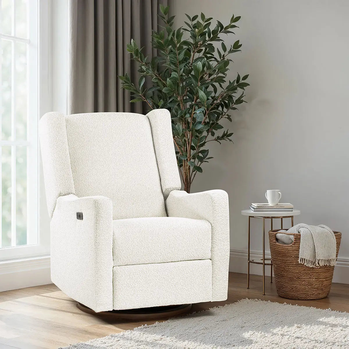 COCOON BONDI Electric Recliner Glider Chair in Vanilla Boucle — hero front view