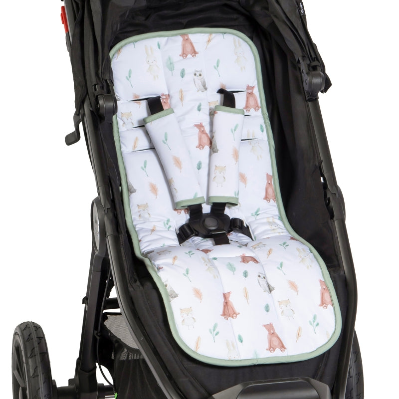 Forest Friends cooling pram liner with matching harness covers