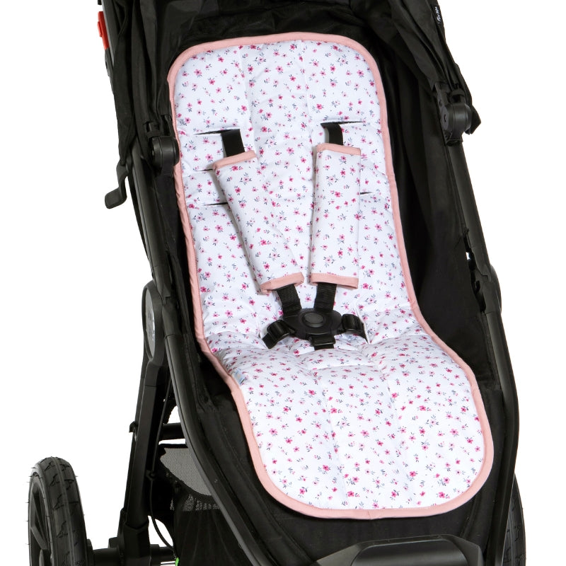 Pink Petals cooling pram liner with matching harness covers