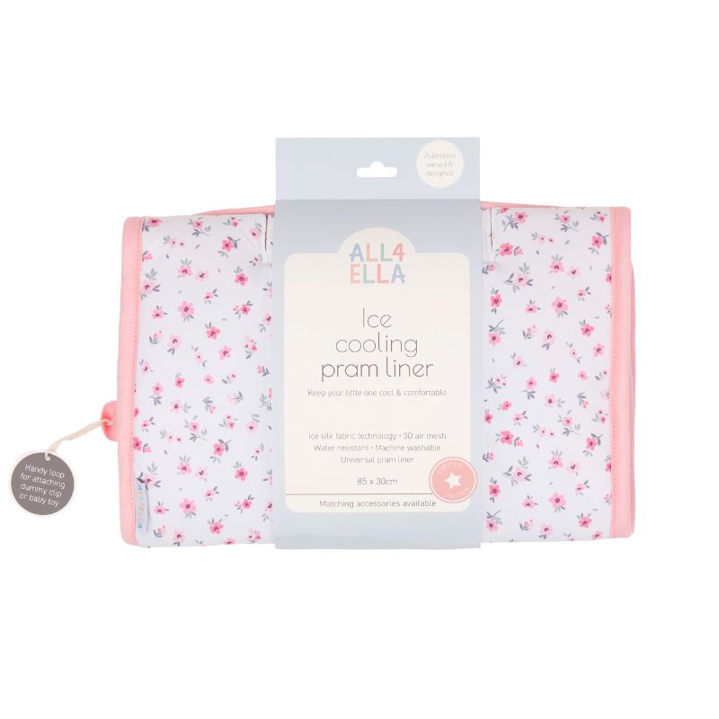 Pink Petals cooling pram liner fabric detail