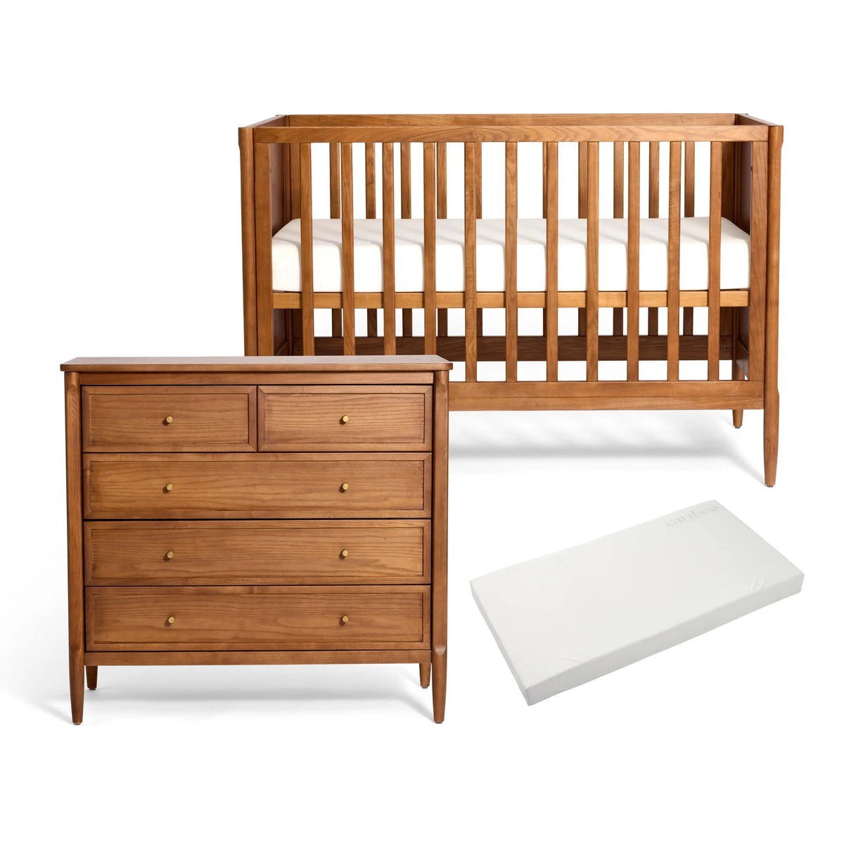 Cariboo Marlow Cot Package - Cot, Dresser & Tru-Sleep Mattress - Walnut  