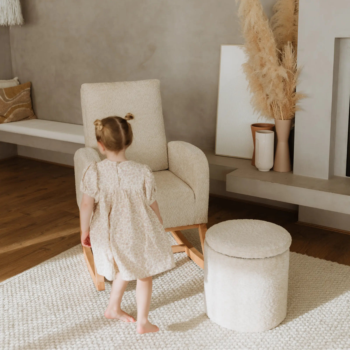 Cariboo Myla rocking chair with matching Mylo ottoman in a nursery