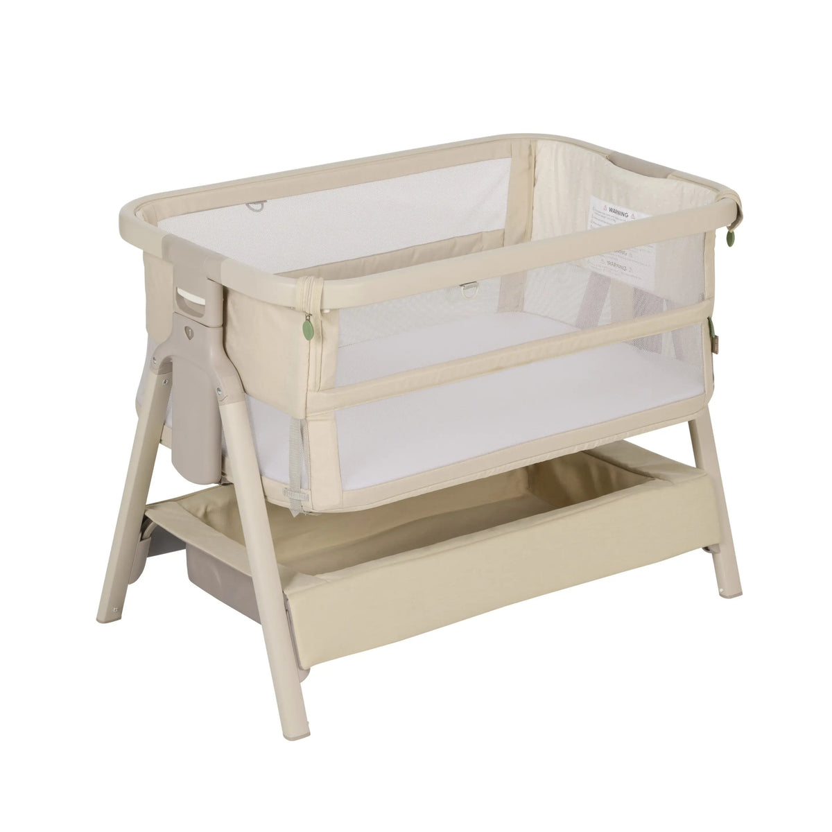 CoZee Breeze Zen co sleeper bassinet in Sand, three-quarter view