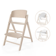 Cybex Click & Fold 3-in-1 wooden high chair in All Natural with Baby Set and tray