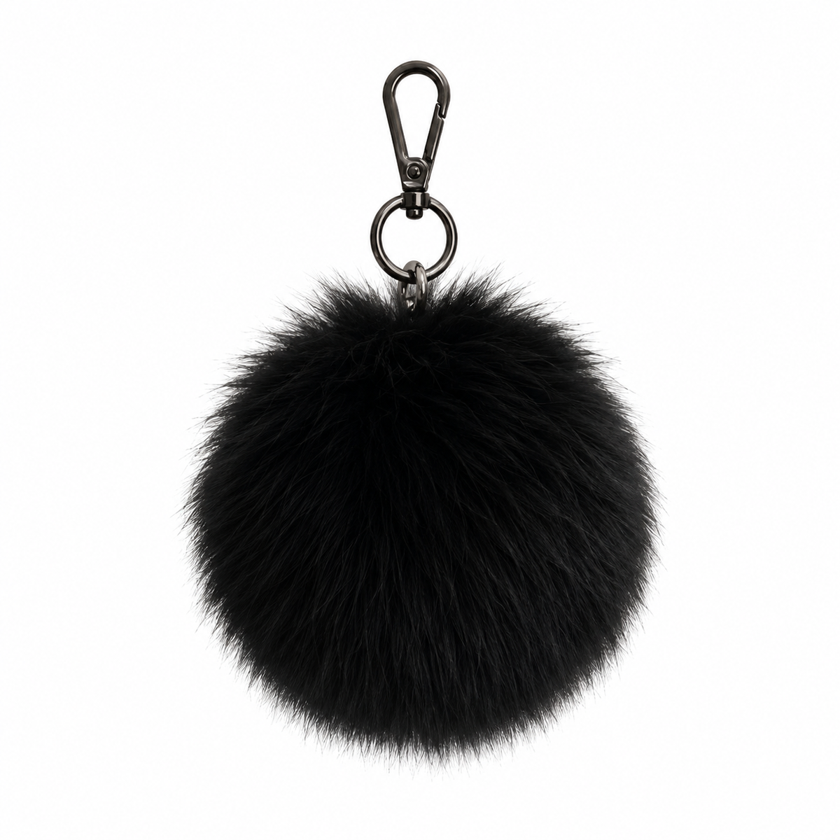 Coco Mae fluffy ball bag charm in Black