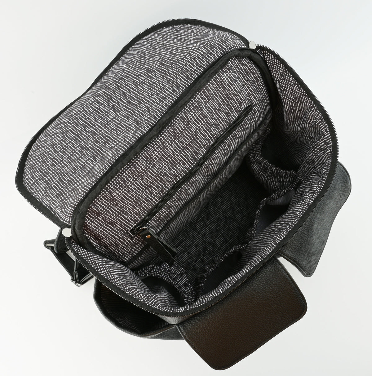 Coco Mae Lyon nappy backpack interior with laptop compartment, Black