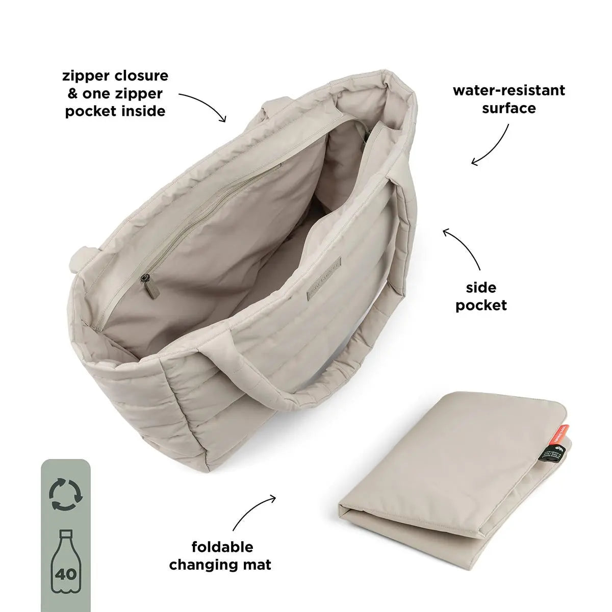 Done by Deer Qulited Changing Tote - Sand