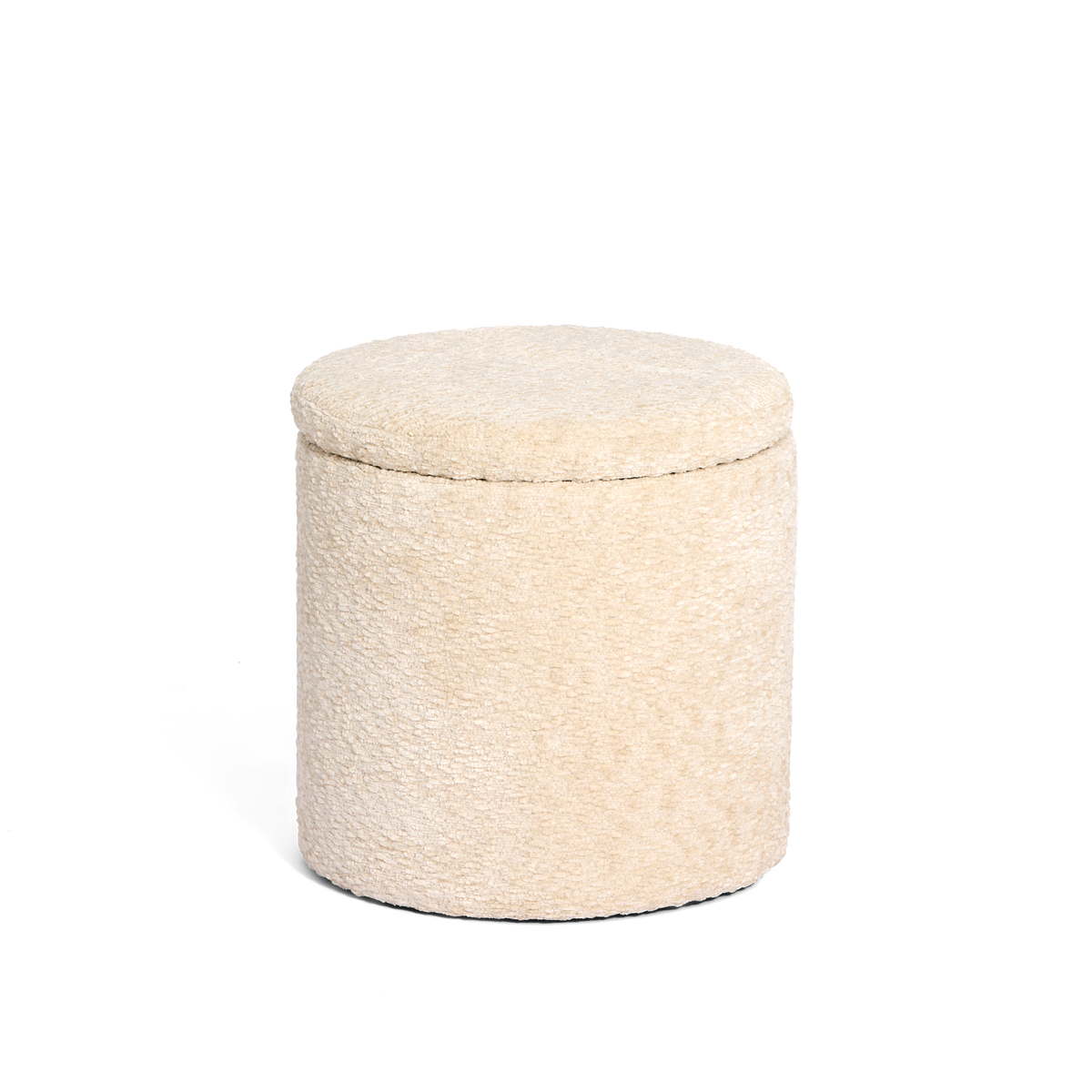 Cariboo Mylo storage ottoman in cream boucle