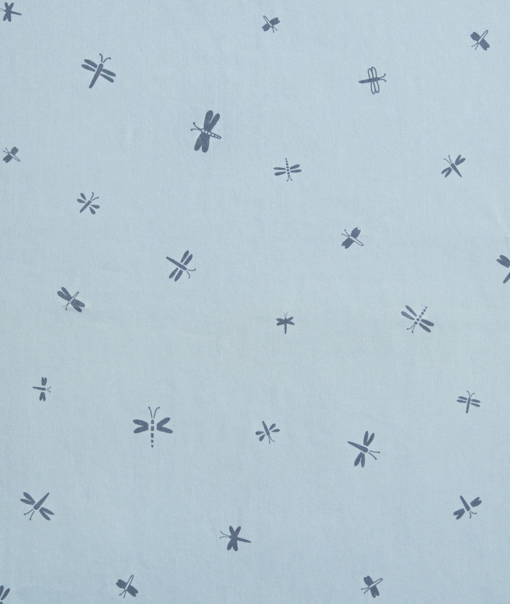 Close-up fabric swatch of the ergoPouch Dragonflies organic cotton print