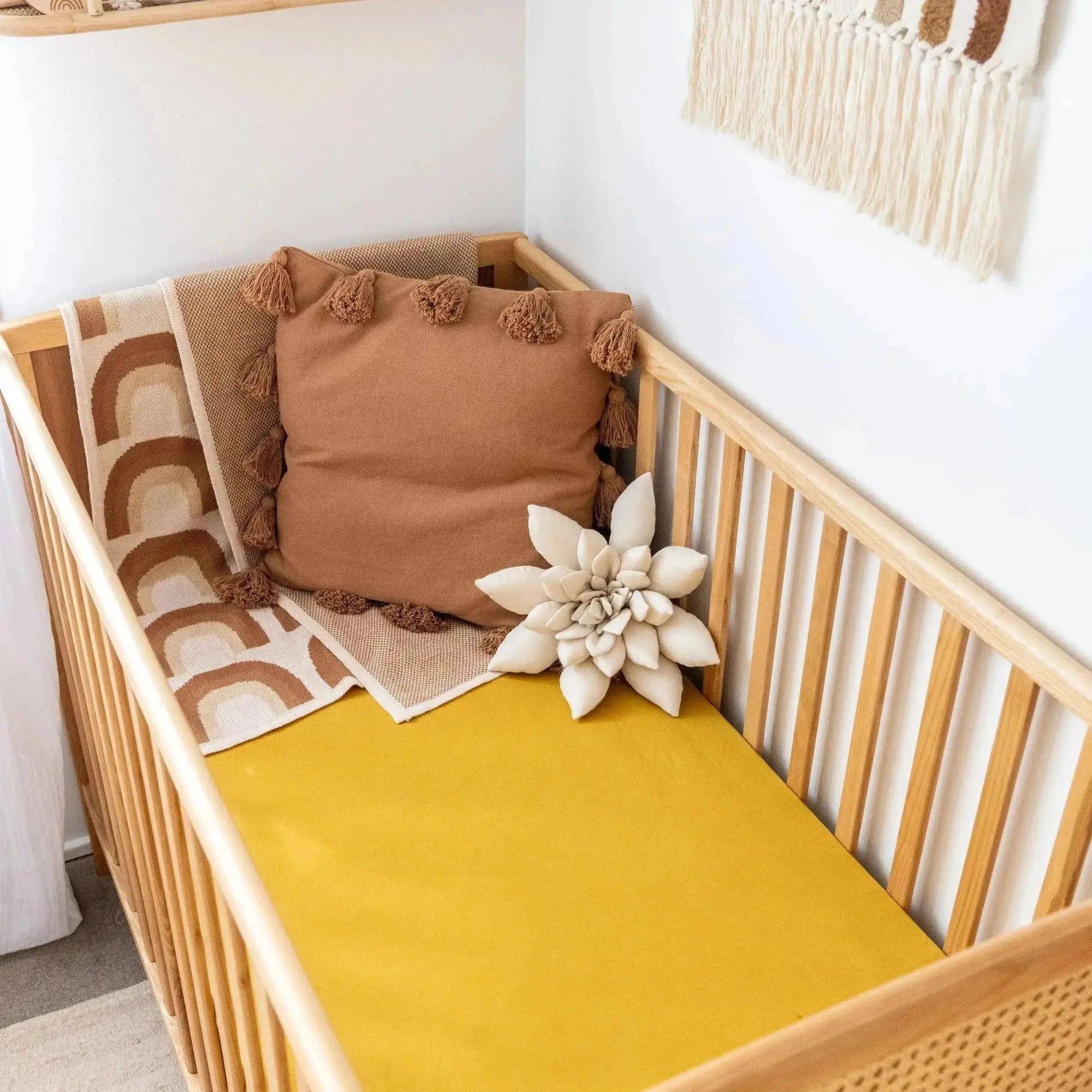 Kiin Baby Organic Cot Sheet - Rainbow Ivory Umber