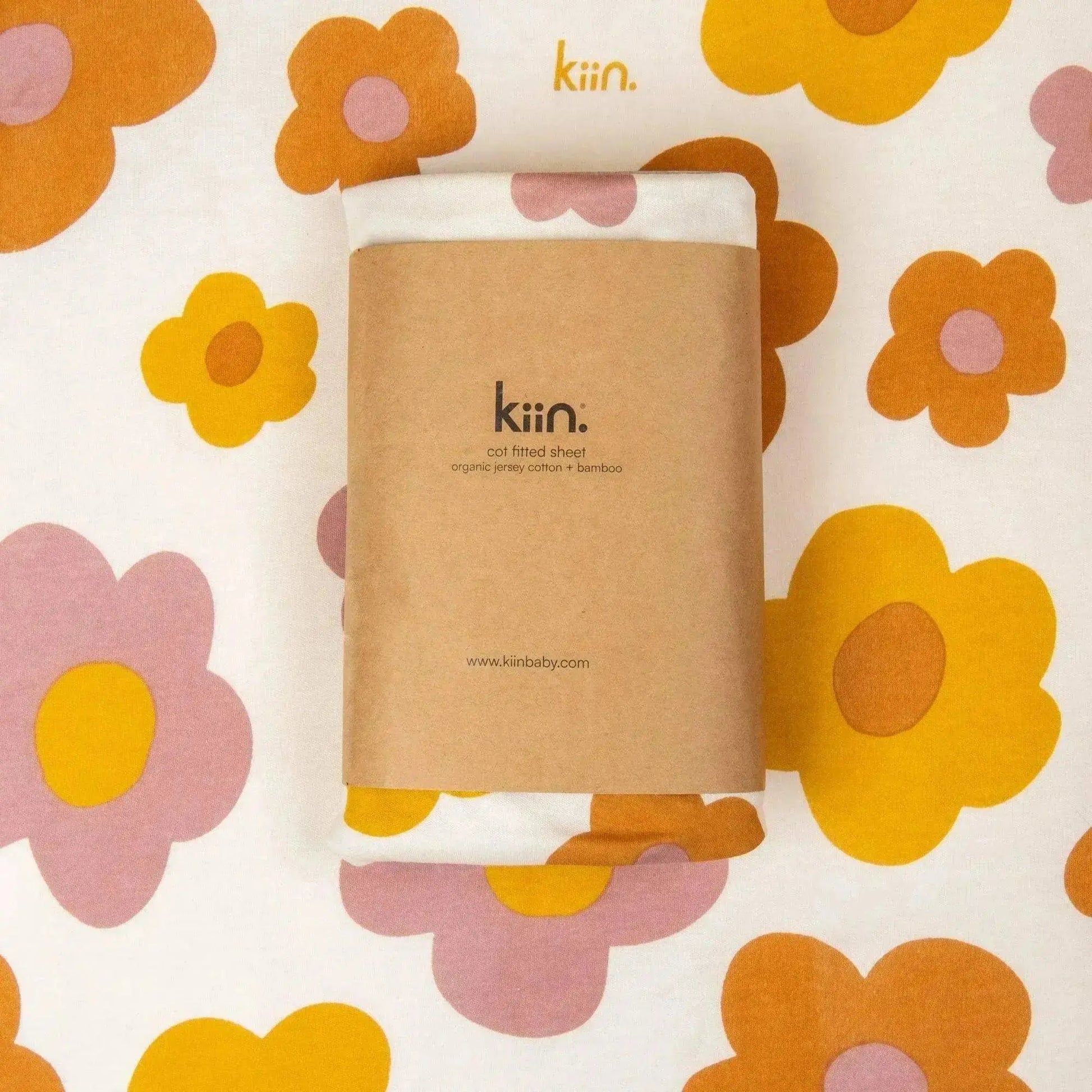 Kiin Baby Organic Cot Sheet - Rainbow Ivory Umber