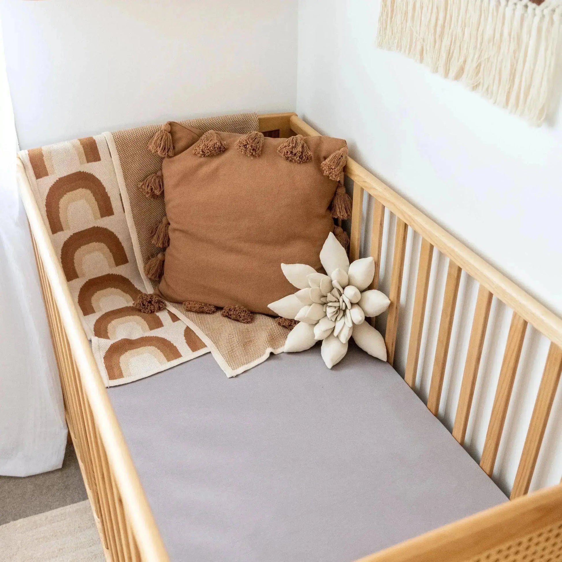 Kiin Baby Organic Cot Sheet - Rainbow Ivory Umber