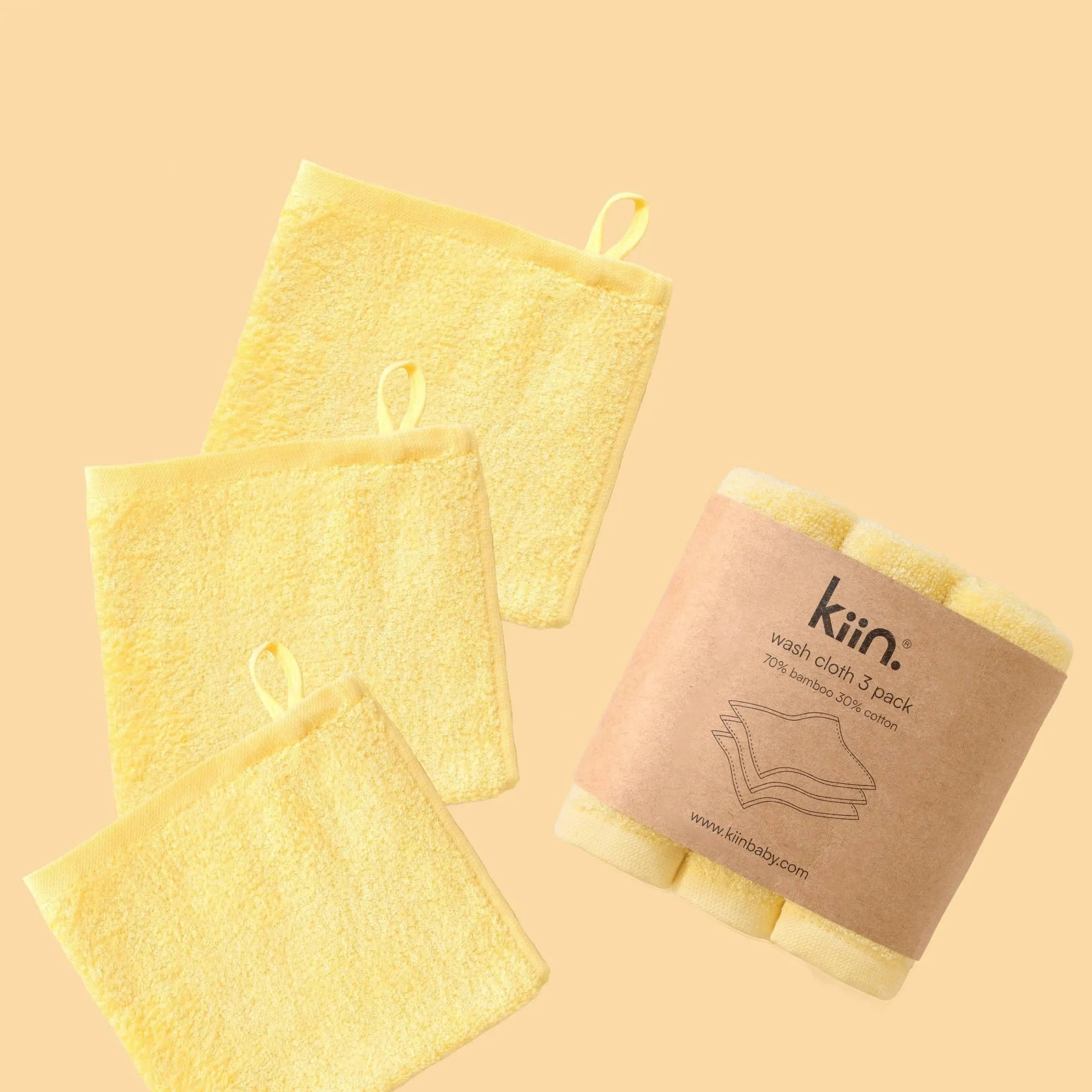 Kiin Baby Wash Cloths 3 Pack - Ivory