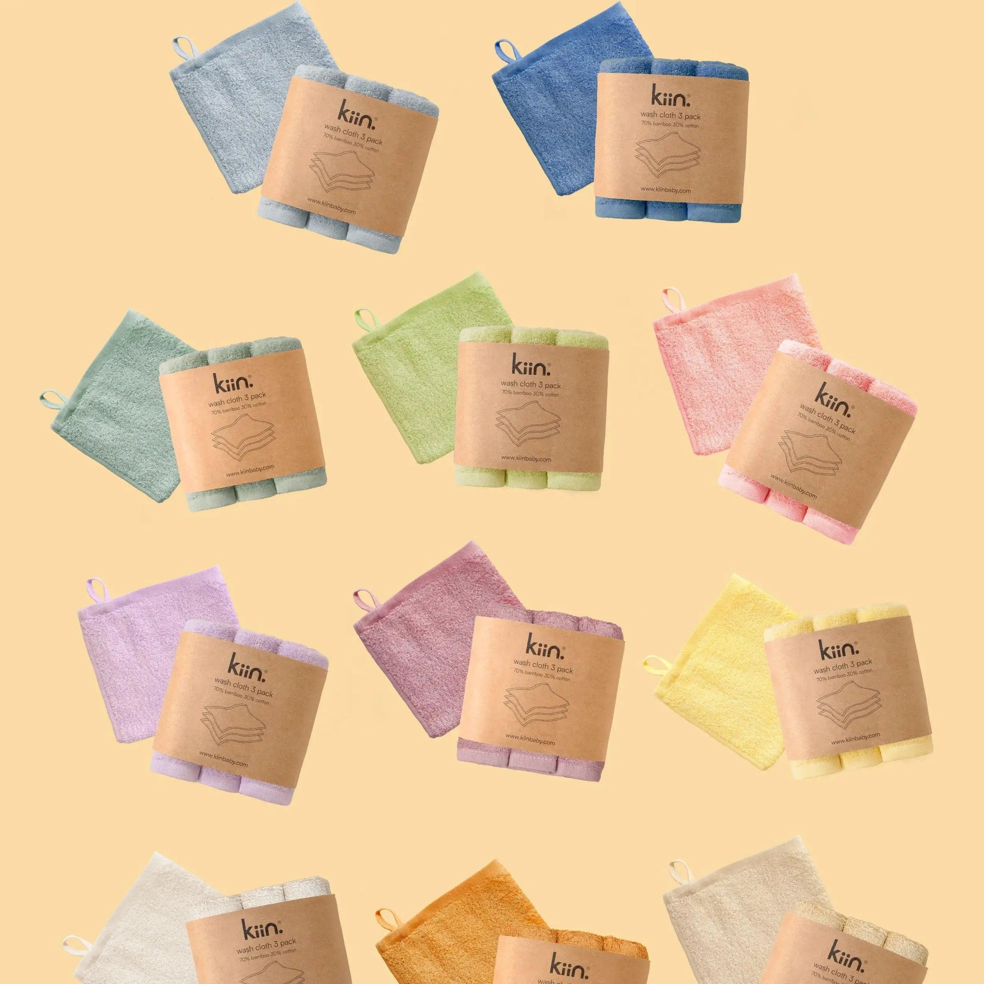 Kiin Baby Wash Cloths 3 Pack - Oat