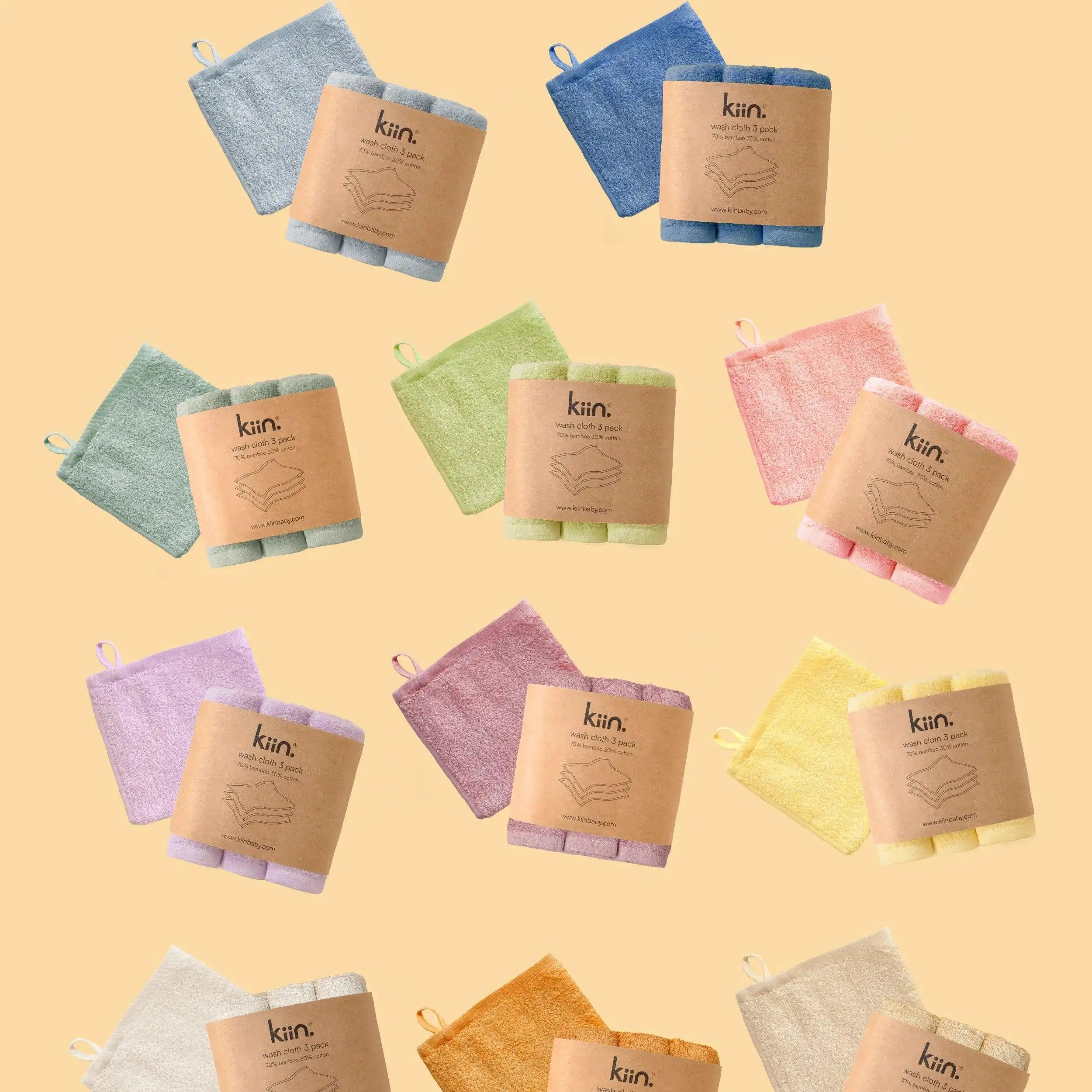 Kiin Baby Wash Cloths 3 Pack - Oat