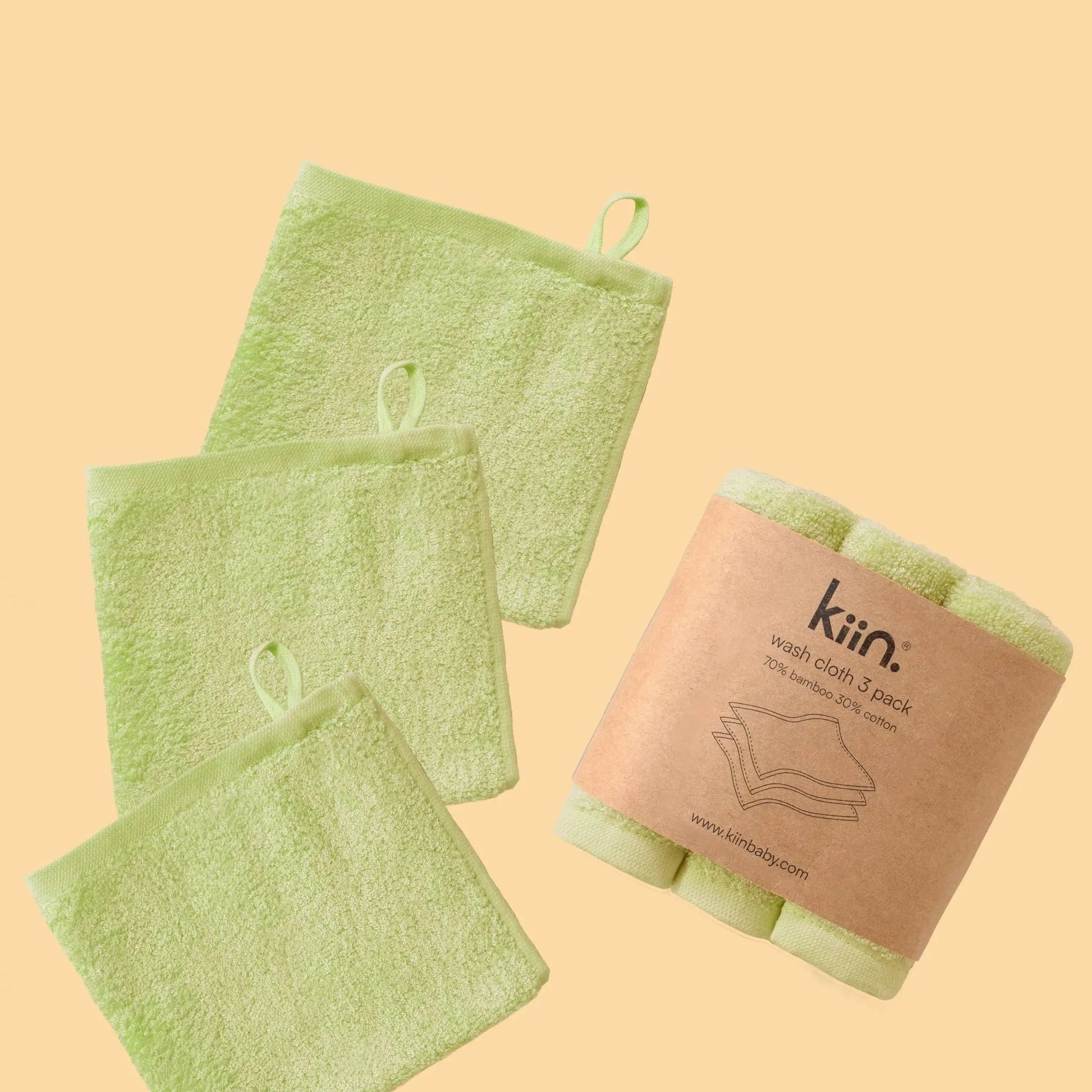 Kiin Baby Wash Cloths 3 Pack - Peony