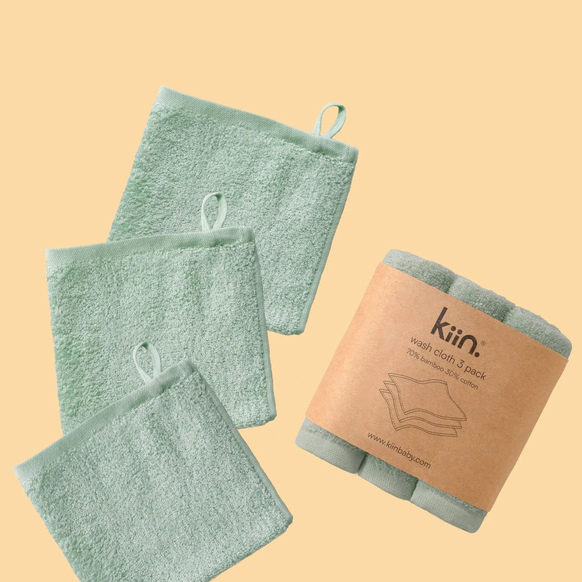 Kiin Baby Wash Cloths 3 Pack - Peony