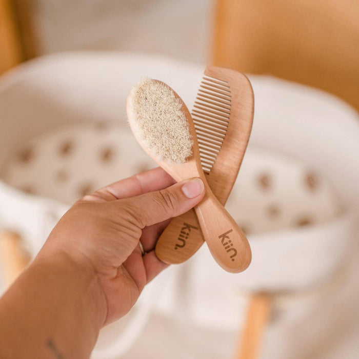 Kiin Baby Wooden Baby Brush + Comb Set