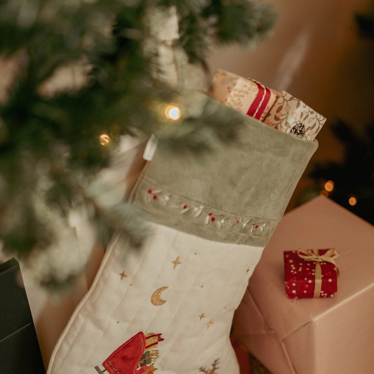 Little Dutch Christmas Stocking showing the soft fabric