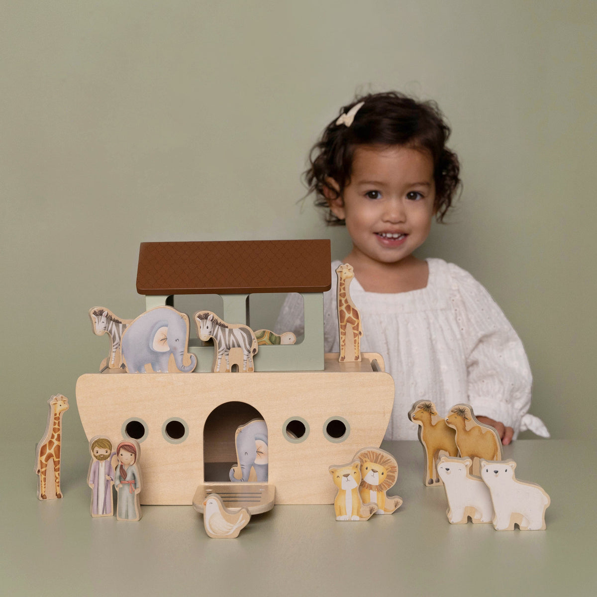 Little Dutch Noah's Ark toy with the deck removed