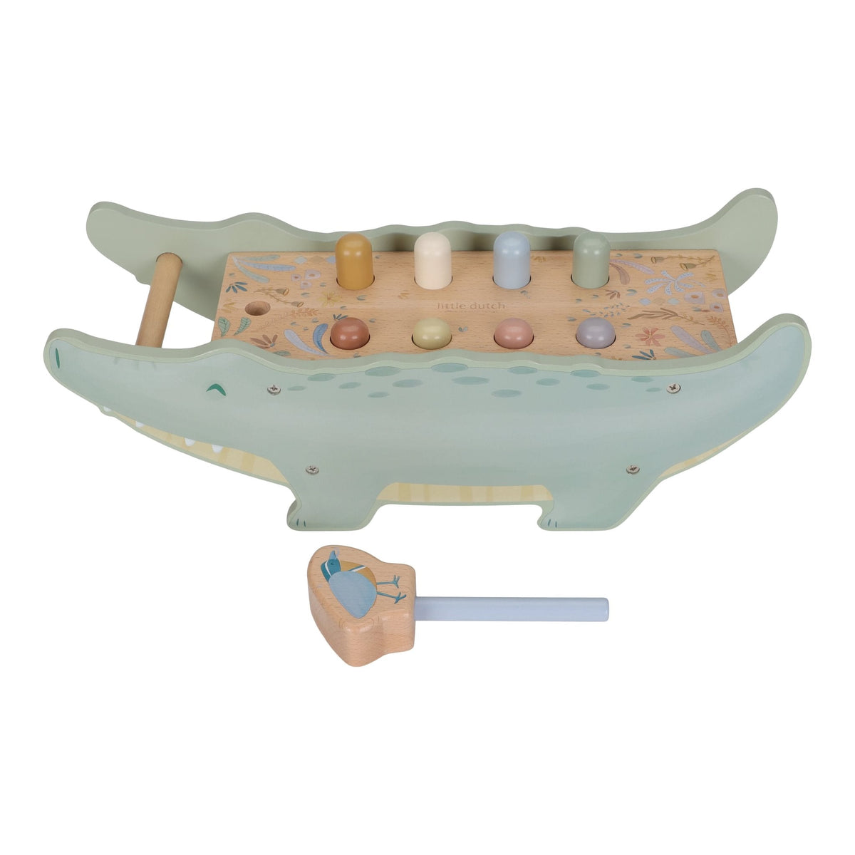 Little Dutch Safari Friends Wooden Hammer Bench crocodile
