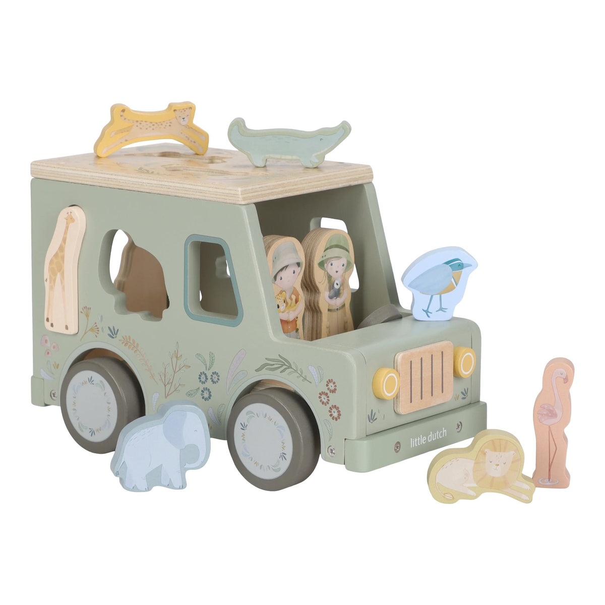 Little Dutch Safari Friends Wooden Shape Sorter Safari Car