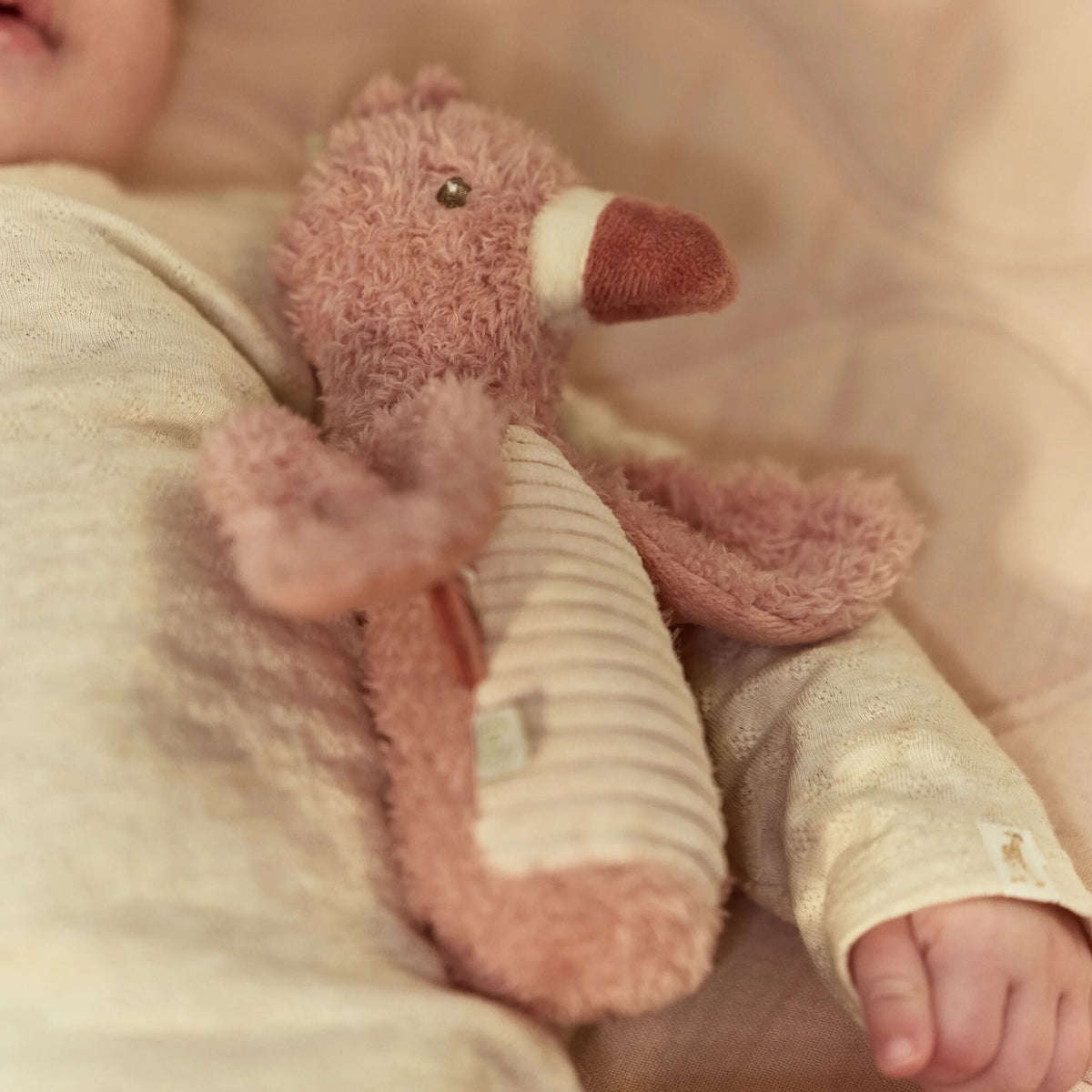 Flamingo squeaker rattle side view