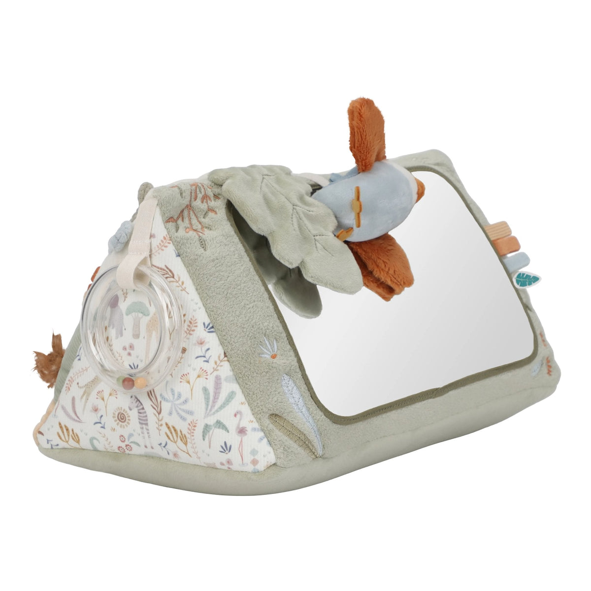 Baby doing tummy time with the activity triangle