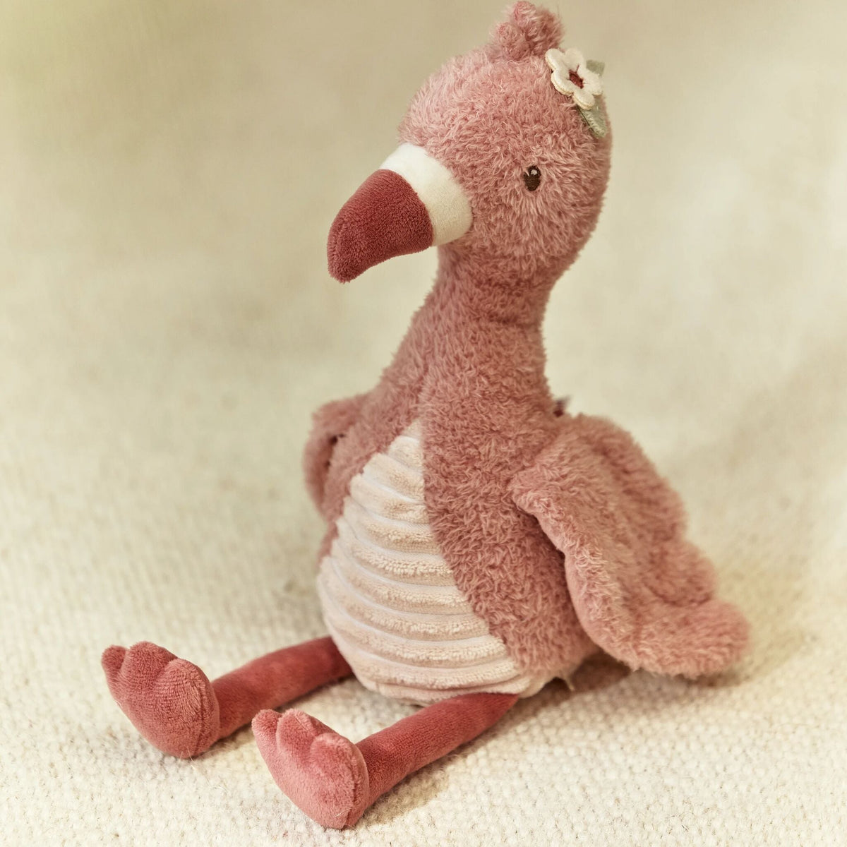 Little Dutch flamingo soft toy in a nursery