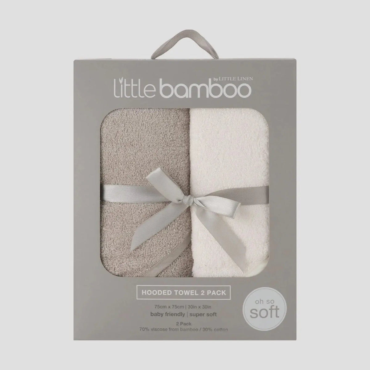 Little Bamboo Hooded Towels 2 Pack in Stone Grey