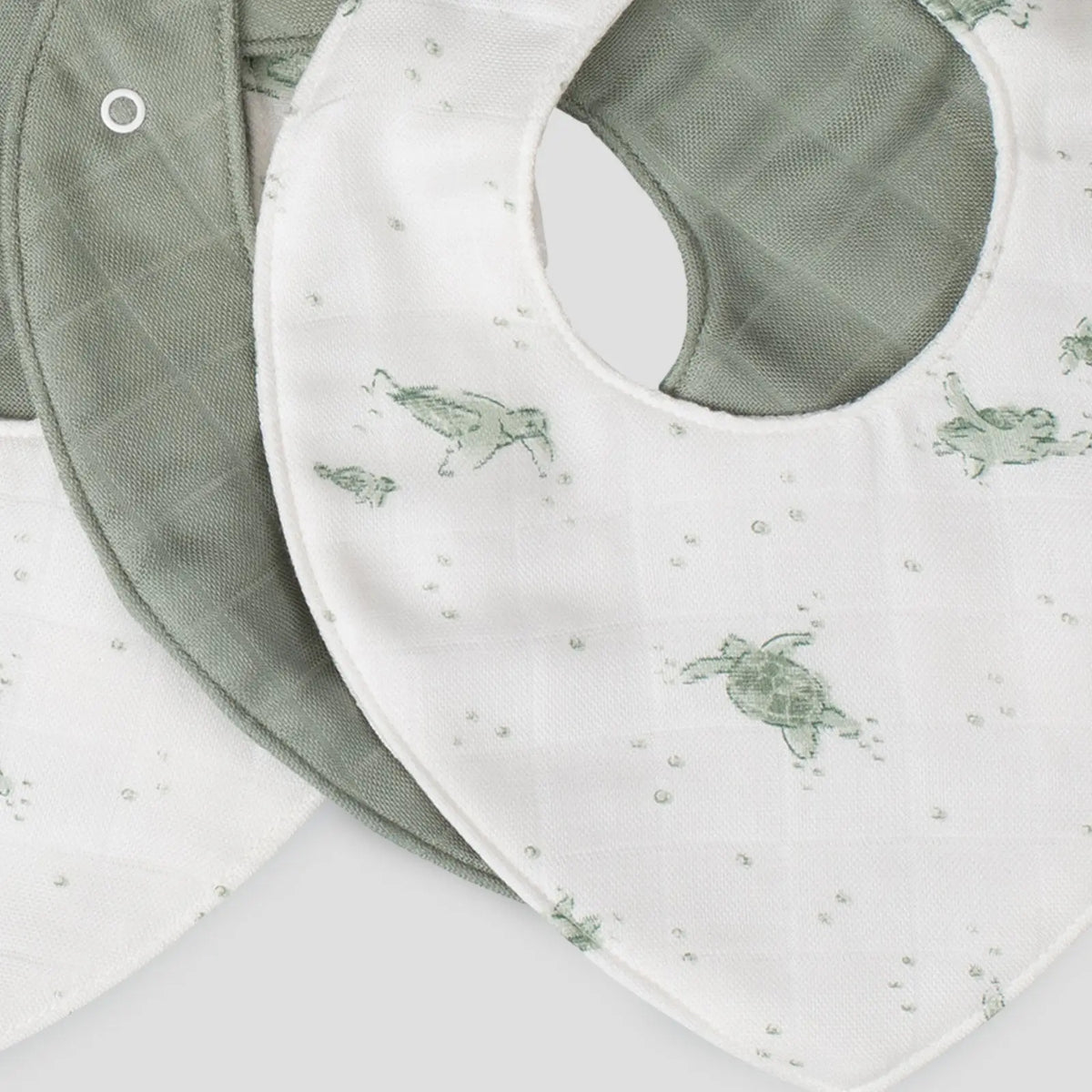 All five Little Bamboo Turtle Bay bibs laid flat