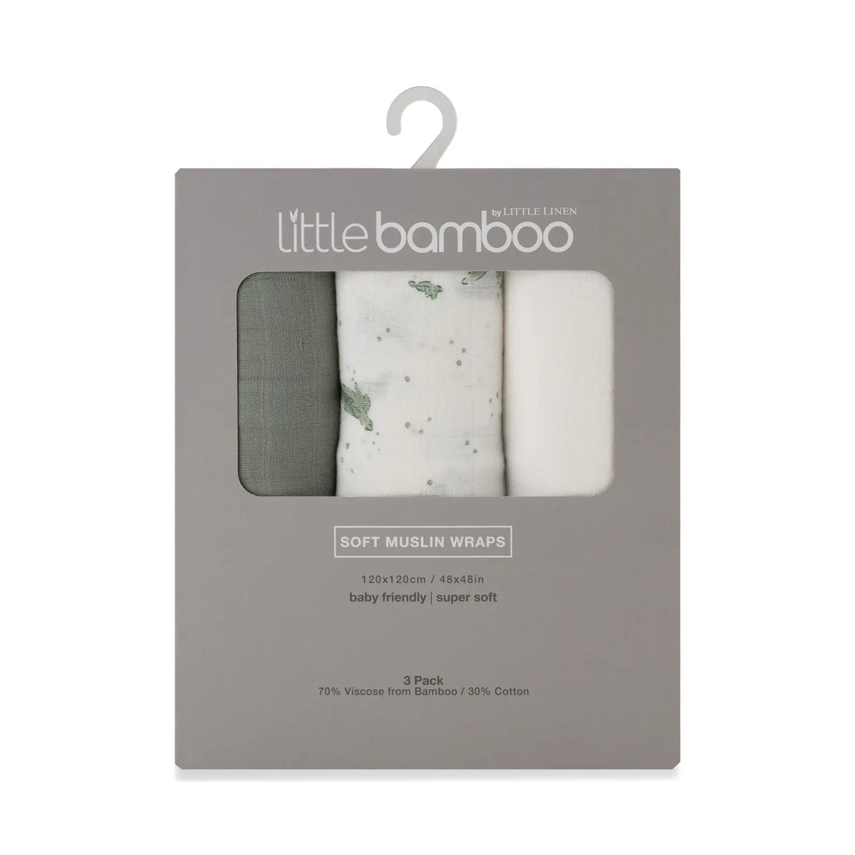 Little Bamboo Muslin Wraps 3 Pack in Turtle Bay