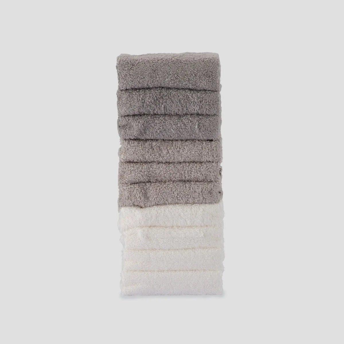Little Bamboo Stone Grey towelling washer in use