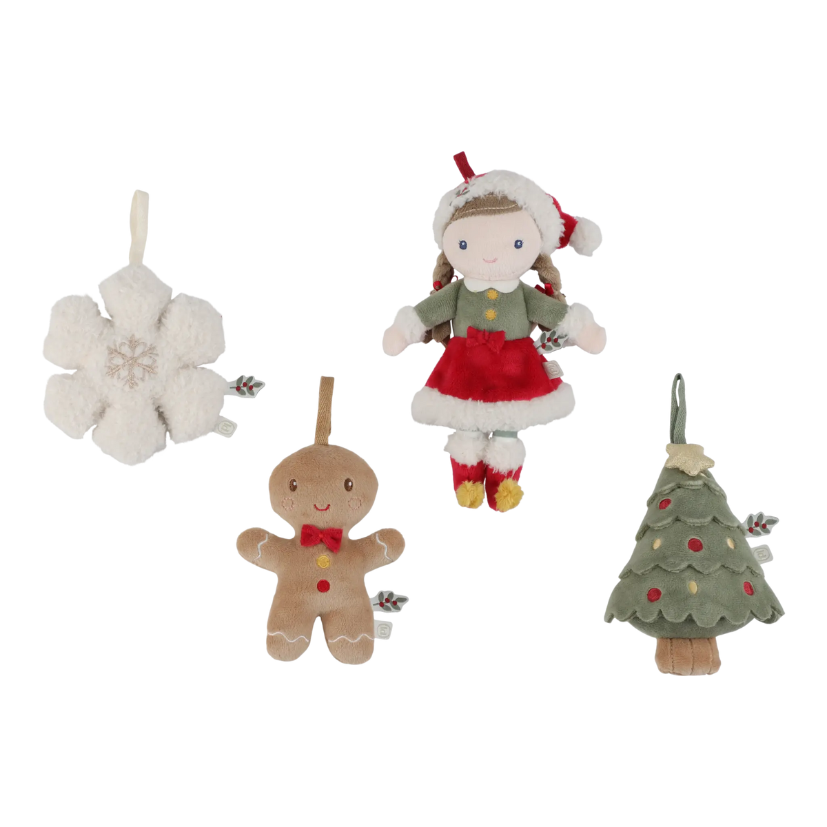 Little Dutch Christmas Pendants Rosa set of four soft decorations