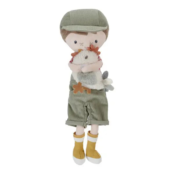 Little Dutch Cuddle Doll Farmer Jim with Chicken 35cm